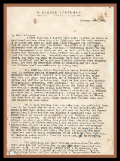 Eugene Akerman Letter